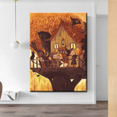 Paint by Numbers Art Illustration Halloween Treehouse with Children